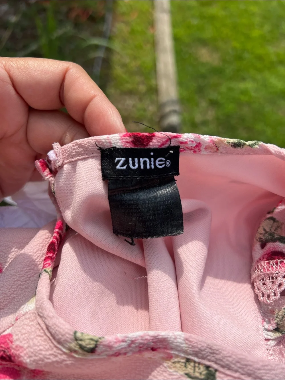 Zunie Girls' Peach Floral Faux Wrap Dress with  lace & Ruffle Trim Size 8